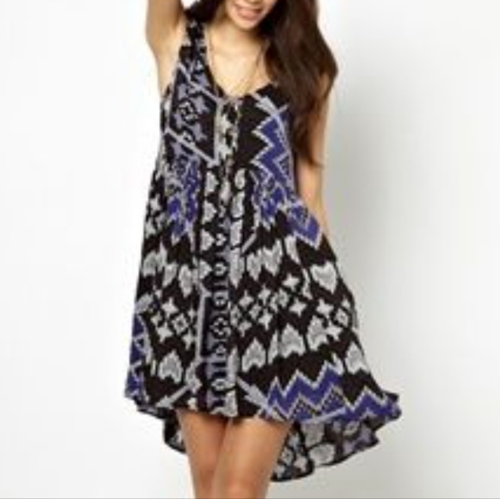 Free People Black and Blue High Low Dress